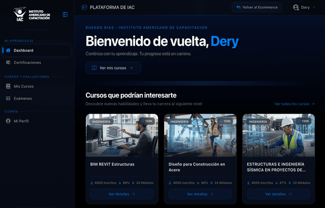 Lideré el desarrollo del proyecto IAC, implementando y rediseñando la plataforma y el sitio web, además de implementar mejoras de SEO y arquitectura del sistema.